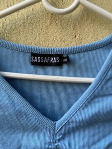 Cute Blue ribbed Crop Top