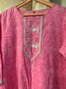 Beautiful Pink Embroidered Kurti, Bust-38/40 XXL