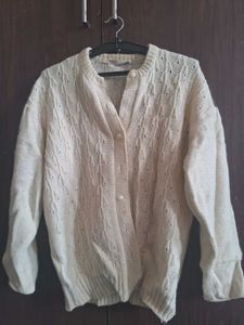 Vintage Cream Cable Knit Cardigan
