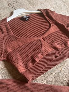 Hera Ribbed Knit Long Sleeve Crop Top