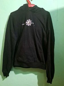 Black Hoodie with Floral Yin Yang