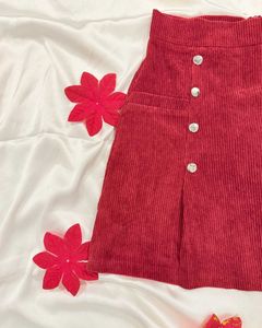 Red Corduroy Skirt
