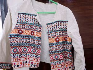White Embroidered Shrug