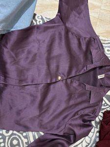Silky Purple Button-Down Top