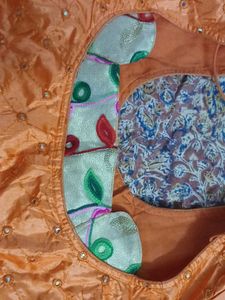 Orange Embellished Sari Blouse