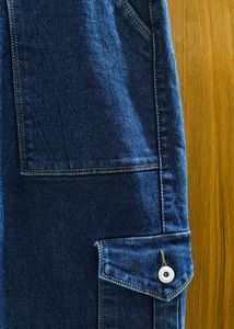 Bright Dark Blue Denim Cargo Jeans