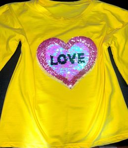 Yellow LOVE Sequin Tee