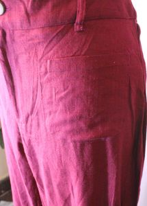 Lov Burgundy Wide Leg Fit High Rise Pants