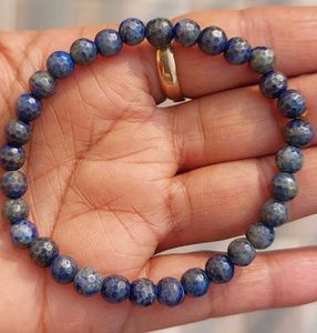 Diamond Cut Lapis Lazuli Free Size 6 mm Bracelet
