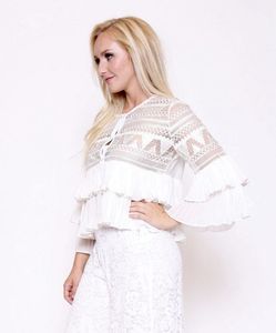 White Embroidered Ruffle Top