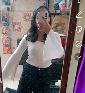 White Bell Sleeve Top