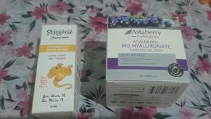 Skingenie Sunscreen &amp; Astaberry ACAI BERRY BIO HYALURONATE Sleeping Gel Mask &amp; Night Cream