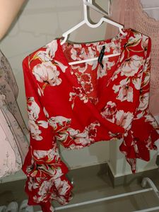 Cute Floral Red Top ❤️
