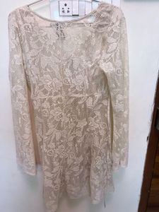 American Rag Cie Cream Lace Button-Down Dress (XS)