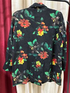Floral Printed Black Blazer