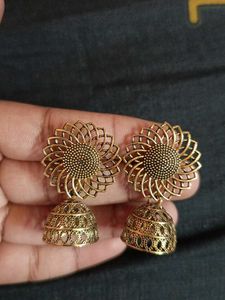 Golden Jhumka Earrings