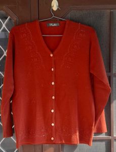 Embroidered  with Beads Wollen Cardigan