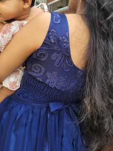 NAVY BLUE SEQUIN NET GOWN