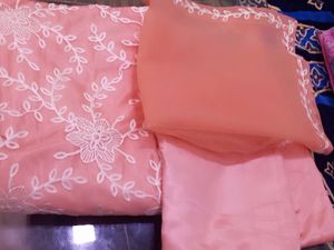 Embroidered Net Semi Stitch Suit
