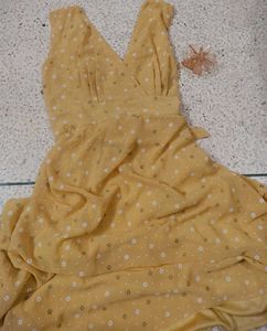 Yellow Floral V-Neck Dress