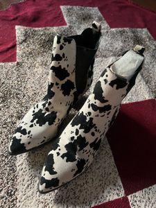 Cow Print Ankle Boots