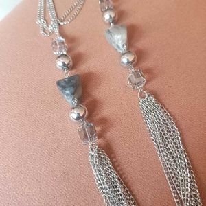 Silver Toned Stone Necklace