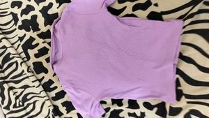 Purple Crop Polo Neck Tshirt