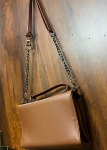 Brown Chain Attached Envelope Bag