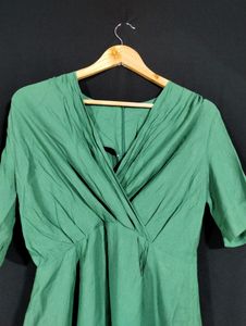 Green V-neck Dress