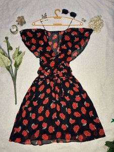 Zara Black Floral Print Dress🖤