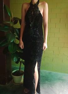 Vintage Velvet Halter Gown