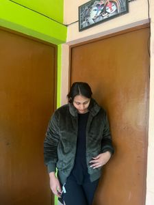 Cozy Olive Green Faux Fur Jacket