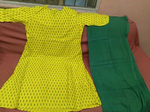 BrandNew YellowWithGreenEmbroidered Kurta Set