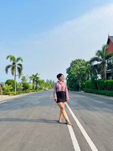 Floral Print Shirt &amp; Black Skirt