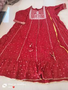 Red Embroidered Kurti Dress