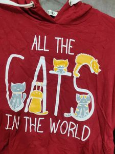 Cute Cat Print Hoodie Crop Top