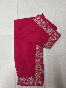 Elegant Pink Embroidered Saree
