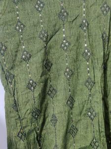 Olive Green Cotton Straight Suit