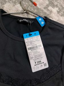 Chic Black Lace Trim Top