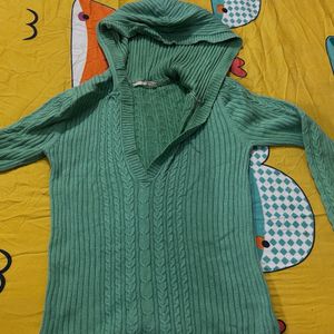 Combo Sweater Top With Hood