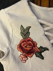 Floral Embroidered Crop Top