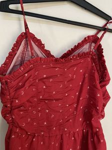 Red Print Ruffle Dress