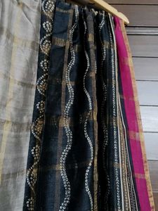 Women Elegant Silk Black Printed Kurta Set