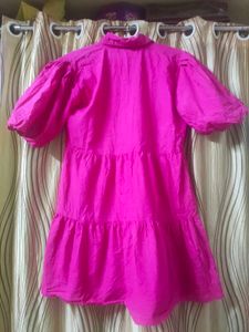 Pink Button-Down Shirt Dress