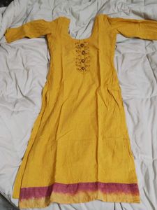 Yellow Embroidered Kurta