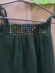Green Embellished Tank Top
