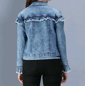 Stylish Ruffle Denim Jacket