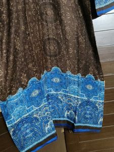 Women  Brown &amp; Blue Winter Wool Kurta Set