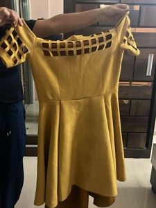 Chic Mustard Cutout Dress