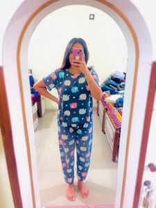 Animated Print Night Suit With Sleep(eye) Mask